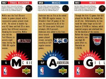 1996-97 Collector's Choice - Mini-Cards Panels Gold #M51 / M58 / M67 Kendall Gill / Nick Anderson / Aaron McKie Back