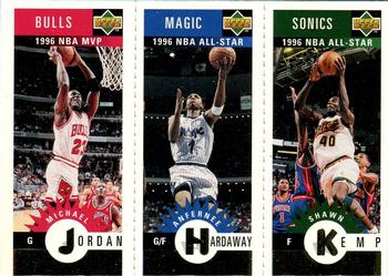 1996-97 Collector's Choice - Mini-Cards Panels Gold #M11 / M60 / M78 Michael Jordan / Anfernee Hardaway / Shawn Kemp Front