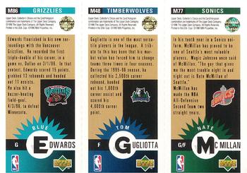1996-97 Collector's Choice - Mini-Cards Panels Gold #M77 / M48 / M86 Nate McMillan / Tom Gugliotta / Blue Edwards Back
