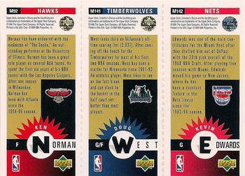 1996-97 Collector's Choice - Mini-Cards Panels Gold #M142/M141/M92 Kevin Edwards / Doug West / Ken Norman Back