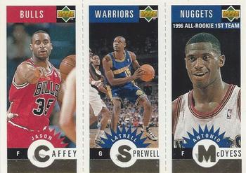 1996-97 Collector's Choice - Mini-Cards Panels Gold #M100/M118/M111 Jason Caffey / Latrell Sprewell / Antonio McDyess Front