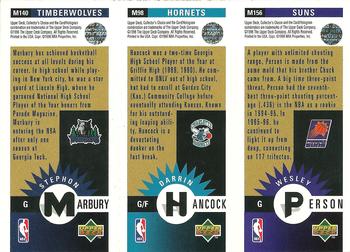 1996-97 Collector's Choice - Mini-Cards Panels Gold #M156/M98/M140 Wesley Person / Darrin Hancock / Stephon Marbury Back