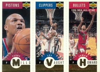1996-97 Collector's Choice - Mini-Cards Panels Gold #M114/M127/M178 Terry Mills / Loy Vaught / Juwan Howard Front