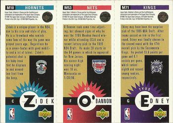 1996-97 Collector's Choice - Mini-Cards Panels Gold #M71 / M53 / M10 Tyus Edney / Ed O'Bannon / George Zidek Back
