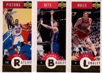 1996-97 Collector's Choice - Mini-Cards Panels Gold #M26 / M52 / M13 Theo Ratliff / Shawn Bradley / Luc Longley Front