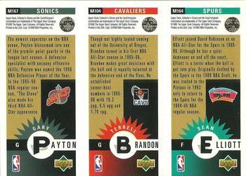1996-97 Collector's Choice - Mini-Cards Panels Gold #M164/M104/M167 Sean Elliott / Terrell Brandon / Gary Payton Back