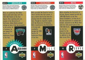 1996-97 Collector's Choice - Mini-Cards Panels Gold #M144/M105/M175 Khalid Reeves / Chris Mills / Shareef Abdur-Rahim Back
