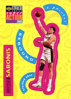 1996-97 Collector's Choice - Super Action Stick 'Ums (Series Two Stickers) #S22 Arvydas Sabonis Front