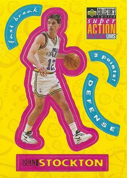 1996-97 Collector's Choice - Super Action Stick 'Ums (Series Two Stickers) #S27 John Stockton Front