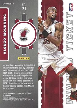 2019-20 Panini Contenders Optic - Winning Tickets Blue Cracked Ice #21 Alonzo Mourning Back