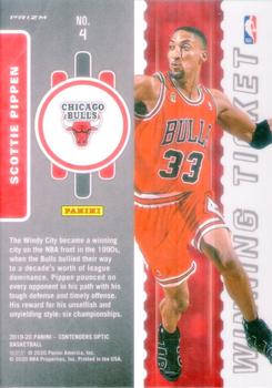 2019-20 Panini Contenders Optic - Winning Tickets Red Cracked Ice #4 Scottie Pippen Back