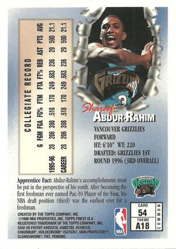 1996-97 Finest #54 Shareef Abdur-Rahim Back