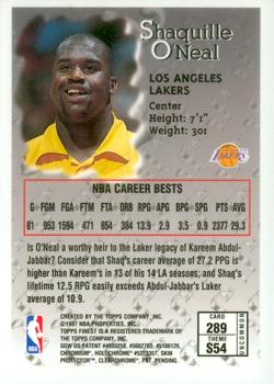 1996-97 Finest #289 Shaquille O'Neal Back