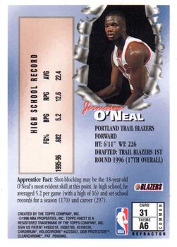 1996-97 Finest - Refractors #31 Jermaine O'Neal Back