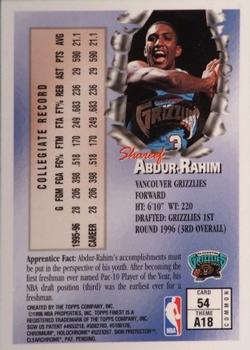 1996-97 Finest - Refractors #54 Shareef Abdur-Rahim Back