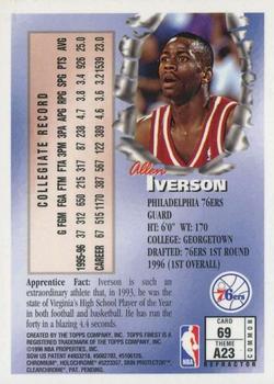 1996-97 Finest - Refractors #69 Allen Iverson Back