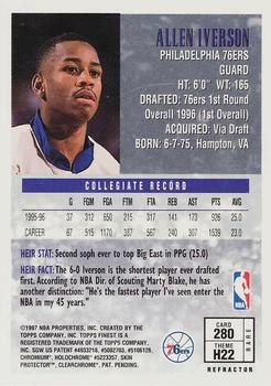 1996-97 Finest - Refractors #280 Allen Iverson Back
