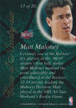 1996-97 Flair Showcase - Class of '96 #13 Matt Maloney Back