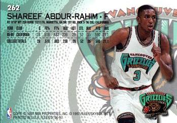 1996-97 Fleer #262 Shareef Abdur-Rahim Back