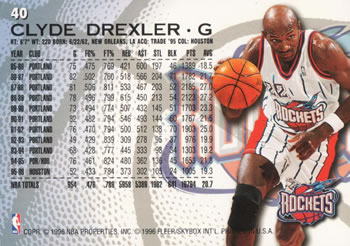 1996-97 Fleer #40 Clyde Drexler Back