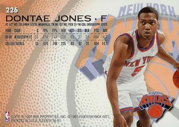 1996-97 Fleer #226 Dontae' Jones Back