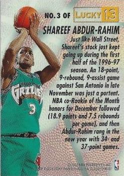 1996-97 Fleer - Lucky 13 #3 Shareef Abdur-Rahim Back