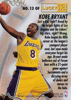 1996-97 Fleer - Lucky 13 #13 Kobe Bryant Back