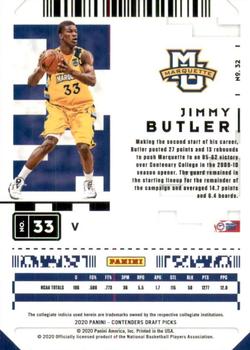 2020 Panini Contenders Draft Picks - Campus Ticket #32 Jimmy Butler Back