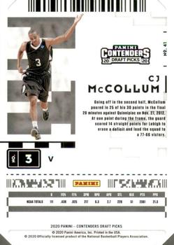 2020 Panini Contenders Draft Picks - Campus Ticket #41 CJ McCollum Back