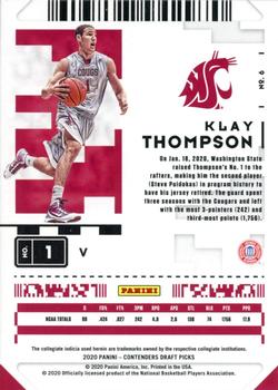2020 Panini Contenders Draft Picks - Conference Ticket #6 Klay Thompson Back
