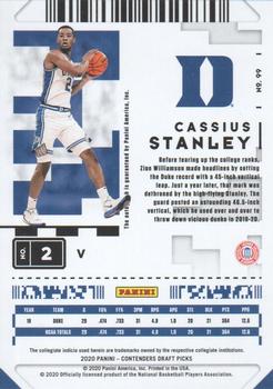 2020 Panini Contenders Draft Picks - Conference Ticket #99 Cassius Stanley Back