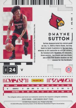 2020 Panini Contenders Draft Picks - Conference Finals Ticket #105 Dwayne Sutton Back
