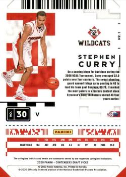 2020 Panini Contenders Draft Picks - Game Ticket Green Explosion #1 Stephen Curry Back