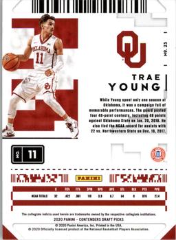 2020 Panini Contenders Draft Picks - Game Ticket Green Explosion #23 Trae Young Back