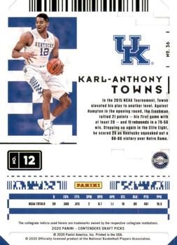 2020 Panini Contenders Draft Picks - Game Ticket Green Explosion #36 Karl-Anthony Towns Back