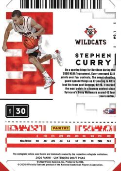 2020 Panini Contenders Draft Picks - Game Ticket Red #1 Stephen Curry Back