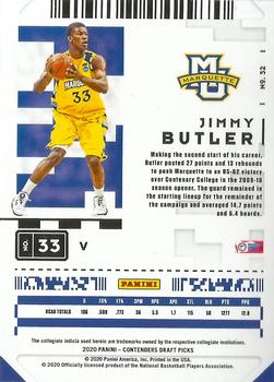 2020 Panini Contenders Draft Picks - Game Ticket Red #32 Jimmy Butler Back