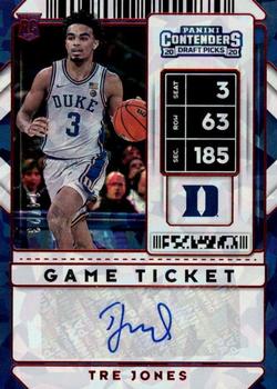 2020 Panini Contenders Draft Picks - Game Ticket Red Cracked Ice #92 Tre Jones Front