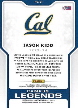 2020 Panini Contenders Draft Picks - Campus Legends #21 Jason Kidd Back