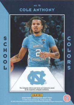 2020 Panini Contenders Draft Picks - School Colors #10 Cole Anthony Back