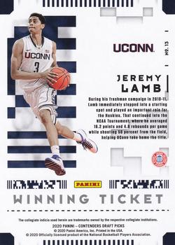 2020 Panini Contenders Draft Picks - Winning Tickets #13 Jeremy Lamb Back