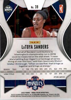 2020 Panini Prizm WNBA - Silver #39 LaToya Sanders Back