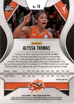 2020 Panini Prizm WNBA - Silver #78 Alyssa Thomas Back