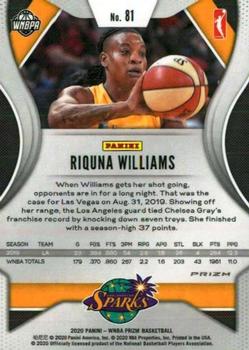 2020 Panini Prizm WNBA - Silver #81 Riquna Williams Back