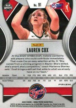 2020 Panini Prizm WNBA - Silver #91 Lauren Cox Back