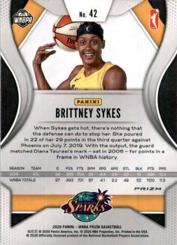 2020 Panini Prizm WNBA - Hyper #42 Brittney Sykes Back