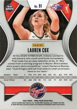2020 Panini Prizm WNBA - Hyper #91 Lauren Cox Back