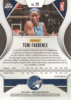 2020 Panini Prizm WNBA - Ice #28 Temi Fagbenle Back