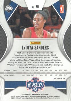 2020 Panini Prizm WNBA - Ruby Wave #39 LaToya Sanders Back