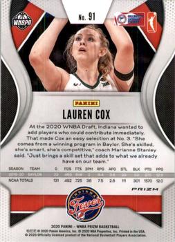 2020 Panini Prizm WNBA - Ruby Wave #91 Lauren Cox Back